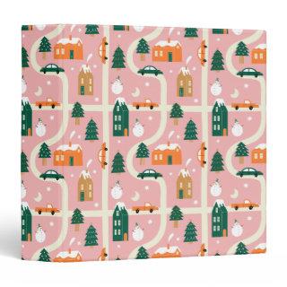 Christmas Town Holiday Map Pattern 3 Ring Binder