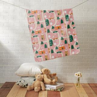 Christmas Town Holiday Map Pattern Baby Blanket