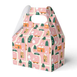 Christmas Town Holiday Map Pattern Favor Boxes