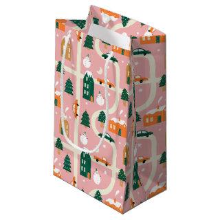 Christmas Town Holiday Map Pattern Small Gift Bag