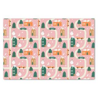 Christmas Town Holiday Map Pattern Tissue Paper