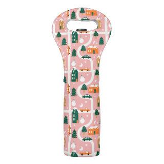Christmas Town Holiday Map Pattern Wine Bag