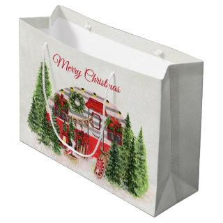 Christmas Trailer Camper Outdoorsy Theme Large Gift Bag