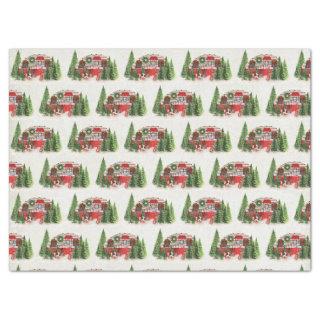 Christmas Trailer Camper Rustic Pattern Tissue Paper