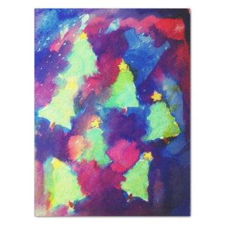 CHRISTMAS TREE AND STARS Watercolor Tissue Paper