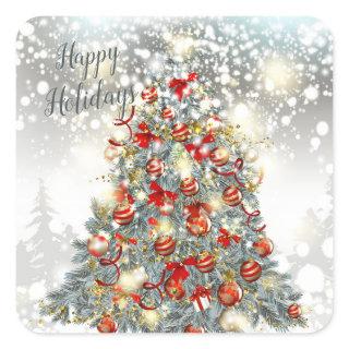 Christmas tree, baubles Rectangle Stickers