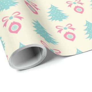 Christmas Tree, Bow & Bauble Pattern Pastel Colors