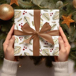 Christmas tree branches and berries - amber  sheets