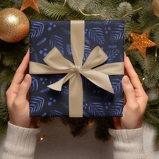 Christmas tree branches and berries - dark blue  sheets
