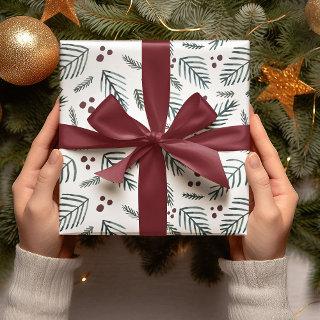 Christmas tree branches and berries - teal  sheets