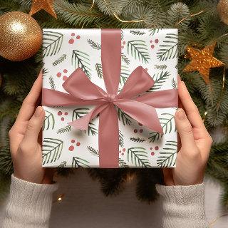 Christmas tree branches and berries - vintage  sheets