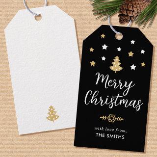Christmas Tree Custom Name Black Gift Tags