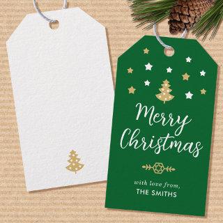 Christmas Tree Custom Name Green Gift Tags