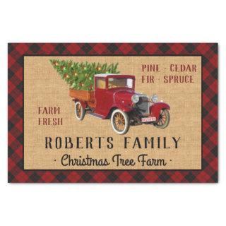 Christmas Tree Farm Vintage Truck Red Plaid Rustic Tissue Paper