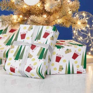 Christmas Tree & Gifts Retro Pattern