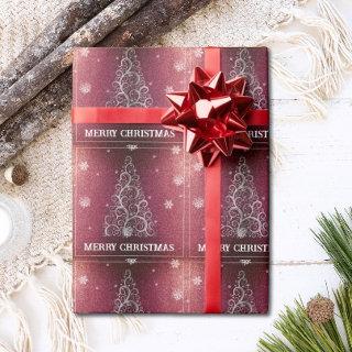 Christmas Tree Glitter and Snowflakes | Red