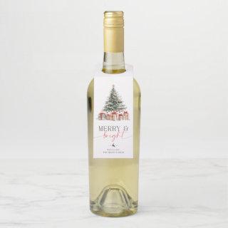 Christmas Tree Merry and Bright Gift Bottle Hanger Tag