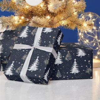 Christmas Tree Pattern With Gold And Silver Stars