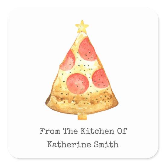 Christmas Tree Pepperoni Pizza From The Kitchen Of Square Sticker
