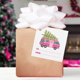 Christmas Tree Pink RV Camper To From Favor Tags