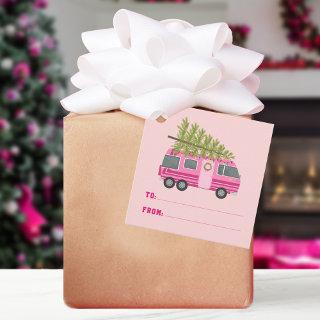 Christmas Tree Pink RV Camper To From Pink Favor Tags