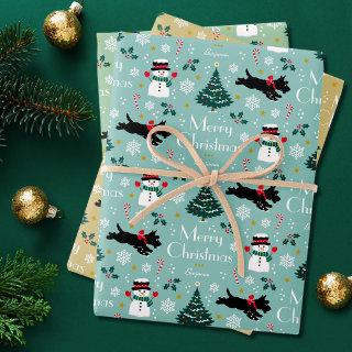 Christmas Tree Snowman Scottie Dog Custom 3 Flat  Sheets