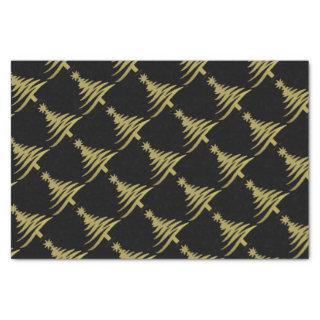Christmas Tree Stencil Gold on Black Tissue Paper