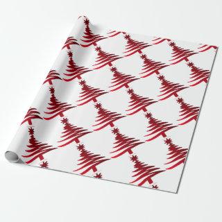 Christmas Tree Stencil Red on White
