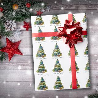 Christmas Tree Watercolor Merry Jolly Happy