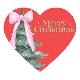 Christmas Tree with Bow Heart Sticker