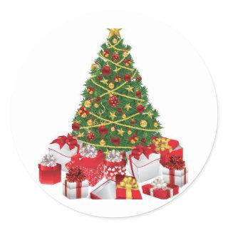 Christmas Tree with Gifts Classic Round Sticker