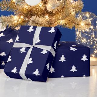 Christmas Trees dark navy blue and white elegant