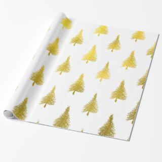 Christmas Trees Faux Gold Foil Holiday Pattern