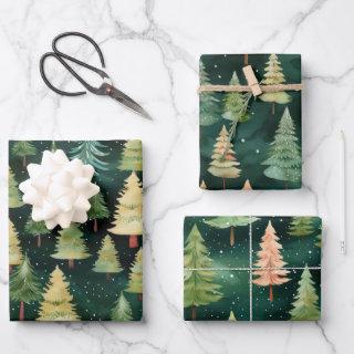 Christmas Trees Night Forest  Sheets