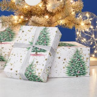 Christmas Trees Ornaments Gold Stars
