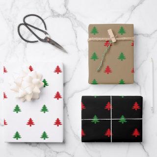 Christmas Trees red white green brown kraft   Sheets