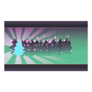 Christmas Trees Shades of Green Rectangular Sticker