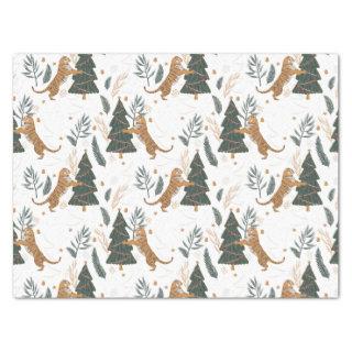 Christmas trees & tigers pattern custom background tissue paper