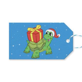 Christmas turtle with the gift gift tags