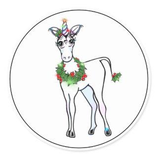 Christmas Unicorn Classic Round Sticker