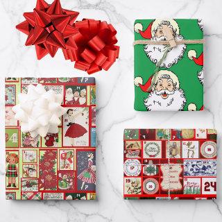 Christmas Vintage Advent Calendar Santa Claus  Sheets