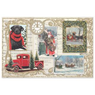 Christmas Vintage Santa Truck Labrador Decoupage Tissue Paper
