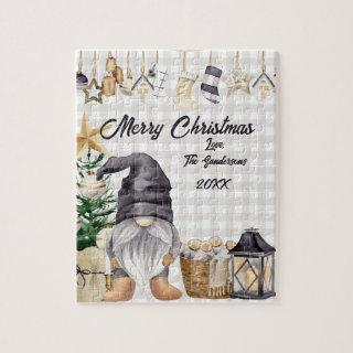 Christmas Watercolor Gnome Country Jigsaw Puzzle