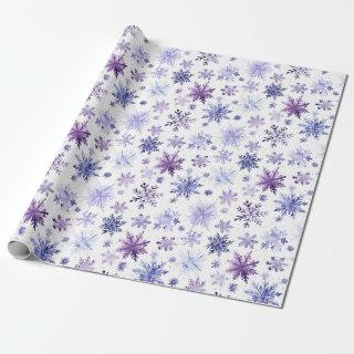 Christmas watercolor purple snowflakes pattern
