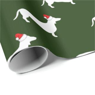 Christmas White Dachshunds & Santa Hats