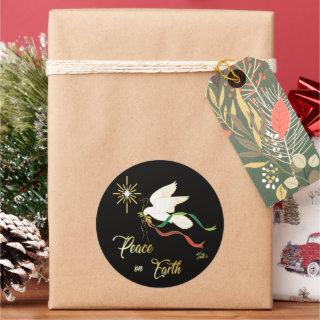 Christmas White Dove Classic Round Sticker