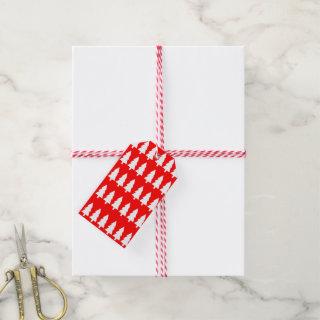 Christmas White Trees Gift Tags Red