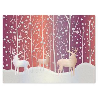 Christmas Winter Scene Deer Bucks Snow Trees Tissue Paper