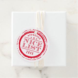 CHRISTMAS WRAPPING funny nice list stamp red 2023 Favor Tags