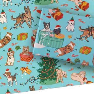 Christmas  - Funny Cute Dogs Blue